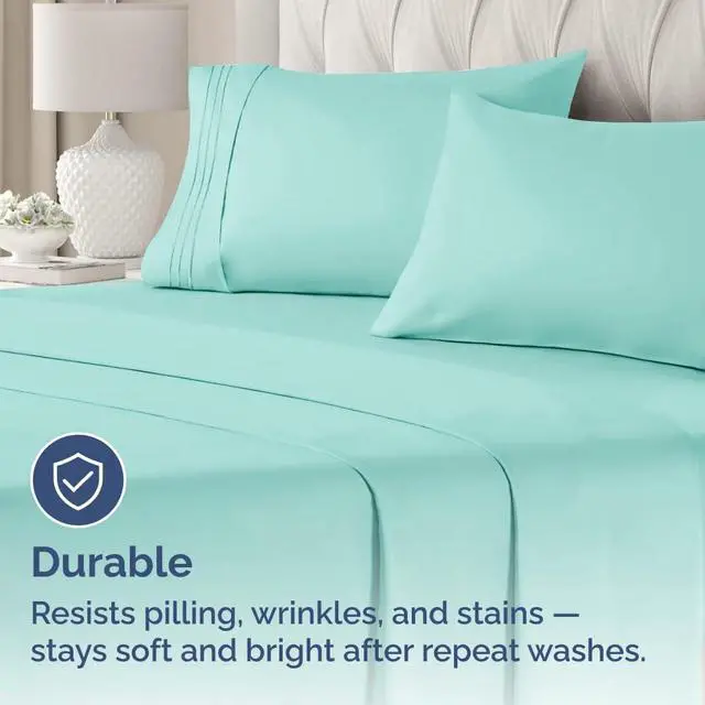 Alt view image 4 of 7 - Standard Pillow Cases Set of 4 - Ultra Soft Hotel Quality Pillowcase Covers - Comfy Bedding for Women, Men, Kids & Teens - Machine Washable Pillow Protectors - 4 Piece Set - Standard Size Spa Blue