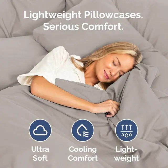 Alt view image 3 of 7 - Standard Pillow Cases Set of 4 - Ultra Soft Hotel Quality Pillowcase Covers - Comfy Bedding for Women, Men, Kids & Teens - Machine Washable Pillow Protectors - 4 Piece Set - Standard Size Light Grey