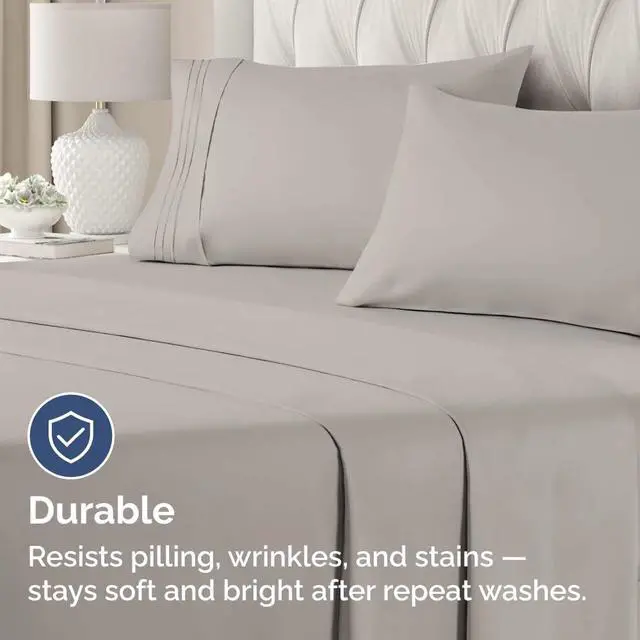 Alt view image 4 of 7 - Standard Pillow Cases Set of 4 - Ultra Soft Hotel Quality Pillowcase Covers - Comfy Bedding for Women, Men, Kids & Teens - Machine Washable Pillow Protectors - 4 Piece Set - Standard Size Light Grey