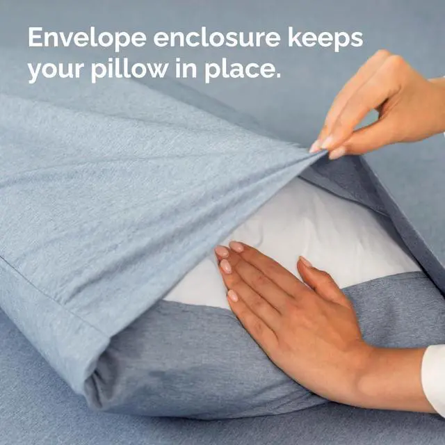Alt view image 6 of 7 - King Pillow Cases Set of 4 - Ultra Soft Hotel Quality Pillowcase Covers - Comfy, Cozy & Wrinkle Free - Shrinkage and Fade Resistant - Machine Washable Pillow Protectors - 4 Piece Set - Heathered Blue
