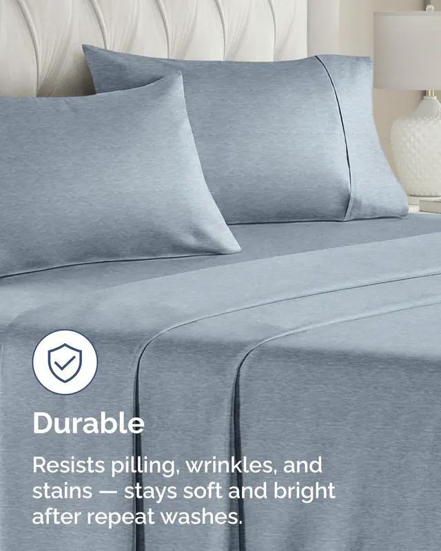 Alt view image 4 of 7 - King Standard Pillow Cases Set of 10 - Ultra Soft Hotel Quality Pillowcase Covers - Comfy & Wrinkle Free - Shrink & Fade Resistant - Machine Washable Pillow Protectors - 10 Piece Set - Heathered Blue
