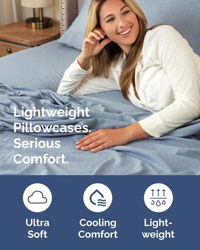 Alt view image 3 of 7 - King Standard Pillow Cases Set of 10 - Ultra Soft Hotel Quality Pillowcase Covers - Comfy & Wrinkle Free - Shrink & Fade Resistant - Machine Washable Pillow Protectors - 10 Piece Set - Heathered Blue