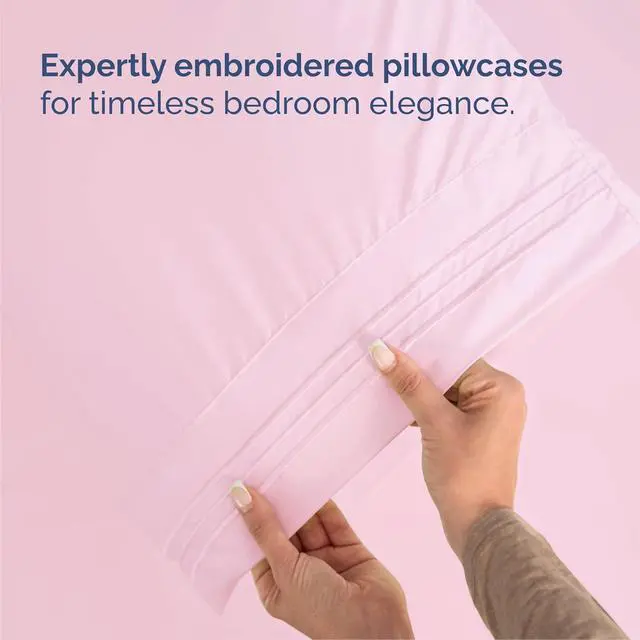 Alt view image 6 of 7 - Cal King Size 4 Piece Sheet Set - Comfy Breathable & Cooling Sheets - Hotel Luxury Bed Sheets for Women & Men - Deep Pockets, Easy-Fit, Soft & Wrinkle Free Sheets - Light Pink Oeko-Tex Bed Sheet Set