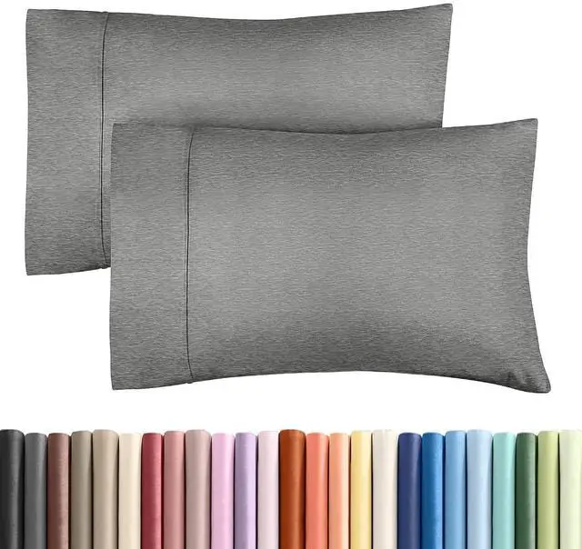 Main image of Queen Pillow Cases Set of 2 - Ultra Soft Hotel Quality Pillowcase Covers - Comfy, Cozy & Wrinkle Free - Shrinkage and Fade Resistant - Machine Washable Pillow Protectors - 2 Piece Set - Heathered Grey