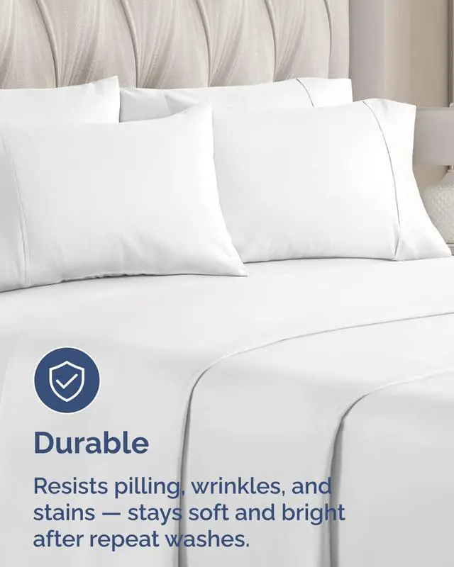 Alt view image 4 of 7 - King Standard Pillow Cases Set of 8 - Ultra Soft Hotel Quality Pillowcase Covers - Comfy & Wrinkle Free - Shrink & Fade Resistant - Easy-Care, Machine Washable Pillow Protectors - 8 Piece Set - White
