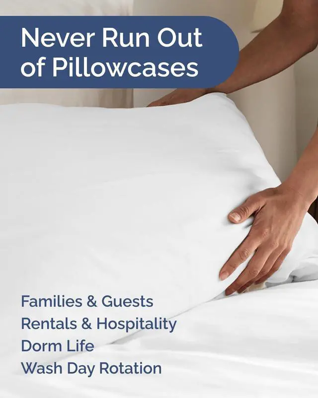 Alt view image 5 of 7 - King Standard Pillow Cases Set of 8 - Ultra Soft Hotel Quality Pillowcase Covers - Comfy & Wrinkle Free - Shrink & Fade Resistant - Easy-Care, Machine Washable Pillow Protectors - 8 Piece Set - White