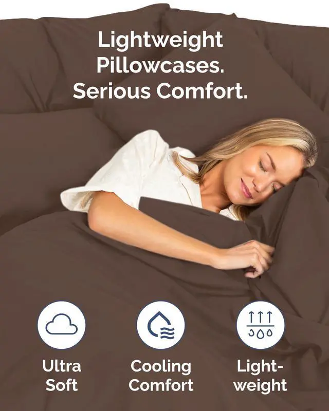Alt view image 3 of 7 - King Standard Pillow Cases Set of 8 - Ultra Soft Hotel Quality Pillowcase Covers - Comfy & Wrinkle Free - Shrink & Fade Resistant - Easy-Care, Machine Washable Pillow Protectors - 8 Piece Set - Brown