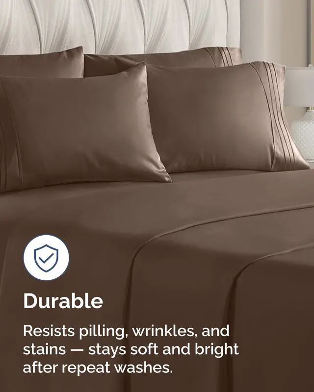 Alt view image 4 of 7 - King Standard Pillow Cases Set of 8 - Ultra Soft Hotel Quality Pillowcase Covers - Comfy & Wrinkle Free - Shrink & Fade Resistant - Easy-Care, Machine Washable Pillow Protectors - 8 Piece Set - Brown