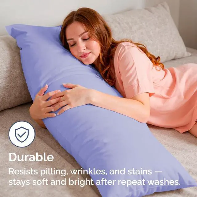 Alt view image 4 of 7 - Body Pillowcases Set of 4-20x54 Long Body Pillow Case - Soft Body Pillow Cover for Sleeping & Side Sleepers - Comfy, Breathable & Fade Free - Machine Washable with Envelope Enclosure - (Lavender)