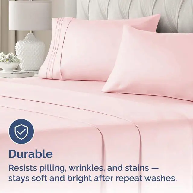 Alt view image 4 of 7 - King Pillow Cases Set of 2 - Ultra Soft Hotel Quality Pillowcase Covers - Comfy, Cozy & Wrinkle Free - Shrinkage, Stain & Fade Resistant - Machine Washable Pillow Protectors - 2 Piece Set - Baby Pink