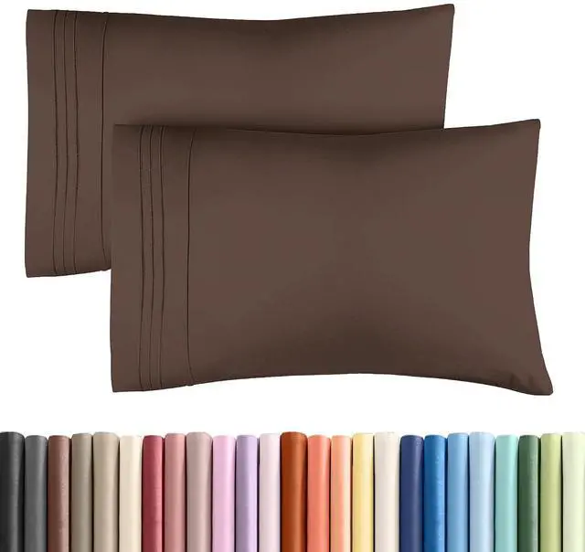 Main image of Queen Pillow Cases Set of 2 - Ultra Soft Hotel Quality Pillowcase Covers - Comfy, Cozy & Wrinkle Free - Shrinkage, Stain and Fade Resistant - Machine Washable Pillow Protectors - 2 Piece Set - Brown