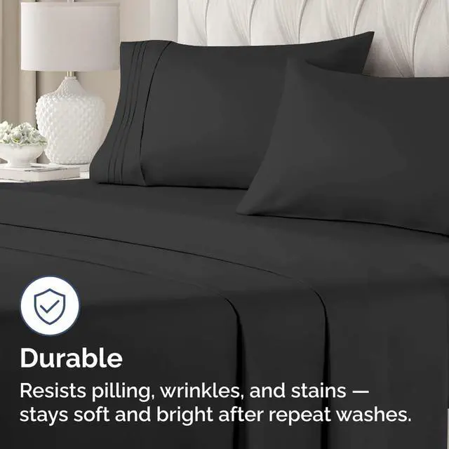 Alt view image 4 of 7 - Standard Pillow Cases Set of 4 - Ultra Soft Hotel Quality Pillowcase Covers - Comfy Cozy Bedding for Women, Men, Kids & Teens - Machine Washable Pillow Protectors - 4 Piece Set - Standard Size Black