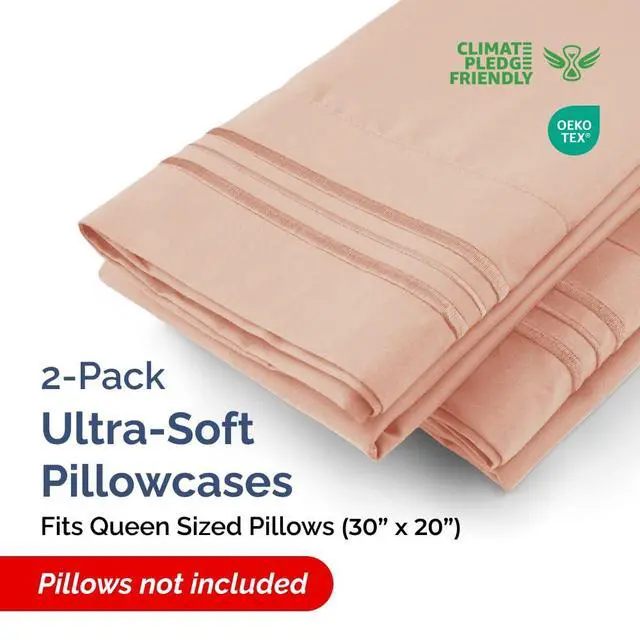 Alt view image 2 of 7 - Queen Pillow Cases Set of 2 - Ultra Soft Hotel Quality Pillowcase Covers - Comfy, Cozy & Wrinkle Free - Shrinkage, Stain and Fade Resistant - Machine Washable Pillow Protectors - 2 Piece Set - Mauve