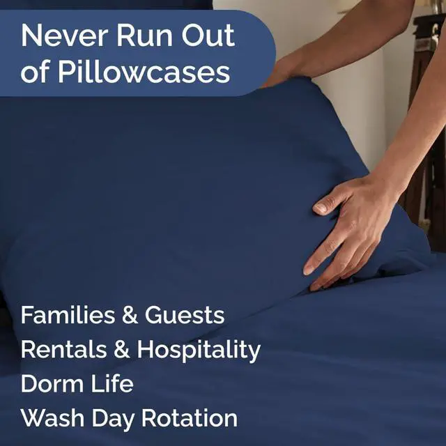 Alt view image 5 of 7 - King Pillow Cases Set of 6 - Ultra Soft Hotel Quality Pillowcase Covers - Comfy. Cozy & Wrinkle Free - Shrink, Stain and Fade Resistant - Machine Washable Pillow Protectors - 6 Piece Set - Navy Blue