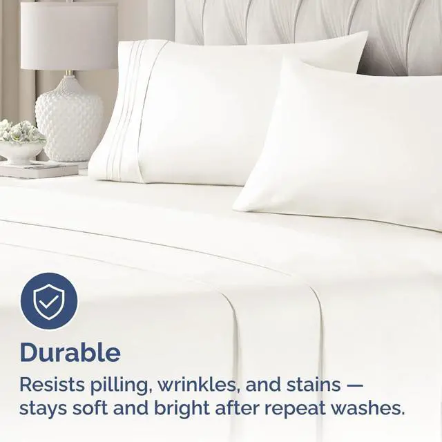 Alt view image 4 of 7 - Standard Pillow Cases Set of 4 - Ultra Soft Hotel Quality Pillowcase Covers - Comfy Bedding for Women, Men, Kids & Teens - Machine Washable Pillow Protectors - 4 Piece - Standard Size Antique White
