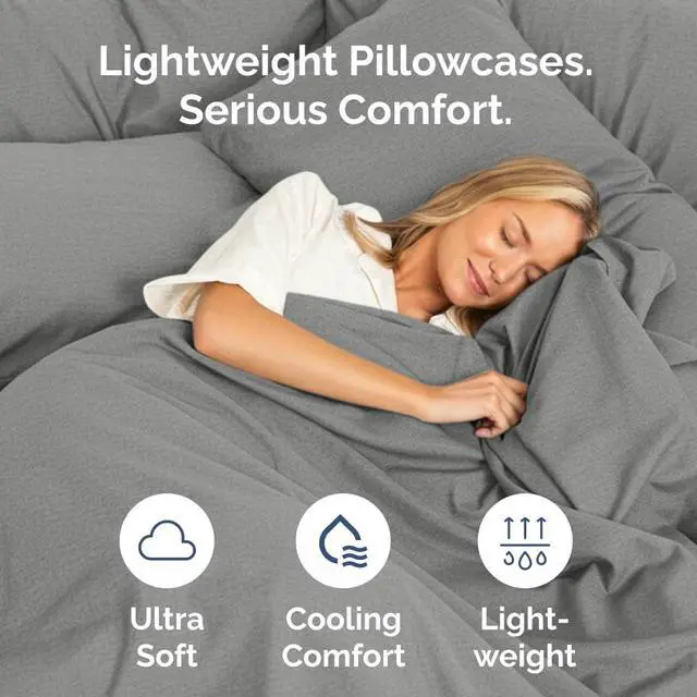 Alt view image 3 of 7 - King Pillow Cases Set of 8 - Ultra Soft Hotel Quality Pillowcase Covers - Comfy & Wrinkle Free - Shrink, Stain and Fade Resistant - Machine Washable Pillow Protectors - 8 Piece Set - Heathered Grey