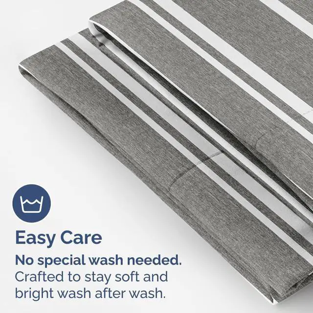 Alt view image 5 of 7 - Queen Pillow Cases Set of 4 - Ultra Soft Hotel Quality Pillowcase Covers - Comfy, Cozy & Wrinkle Free - Shrinkage and Fade Resistant - Machine Washable Pillow Protectors - 4 Piece Set - Grey Stripes 3