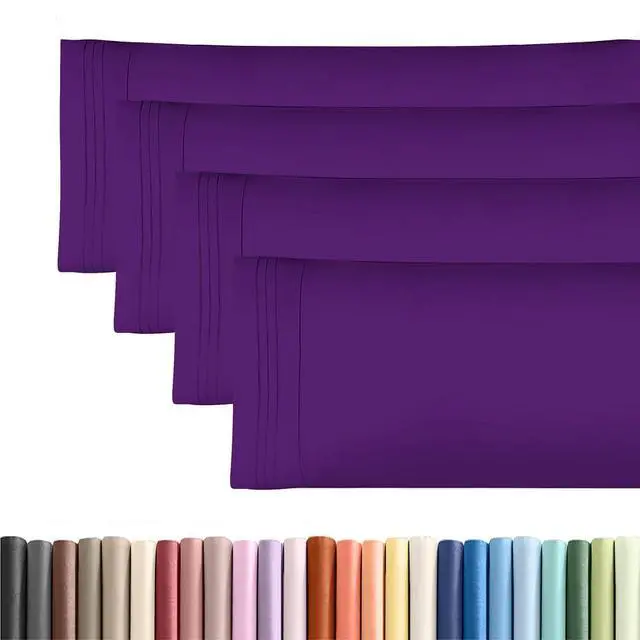 Main image of Body Pillowcases Set of 4-20x54 Long Body Pillow Case - Soft Body Pillow Cover for Sleeping & Side Sleepers - Comfy, Cozy Breathable & Fade Free - Machine Washable w/Envelope Enclosure - (Purple)