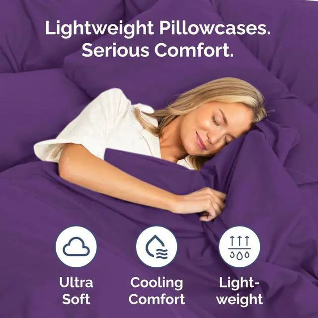 Alt view image 3 of 7 - King Pillow Cases Set of 4 - Ultra Soft Hotel Quality Pillowcase Covers - Comfy, Cozy & Wrinkle Free - Shrinkage, Stain and Fade Resistant - Machine Washable Pillow Protectors - 4 Piece Set - Purple
