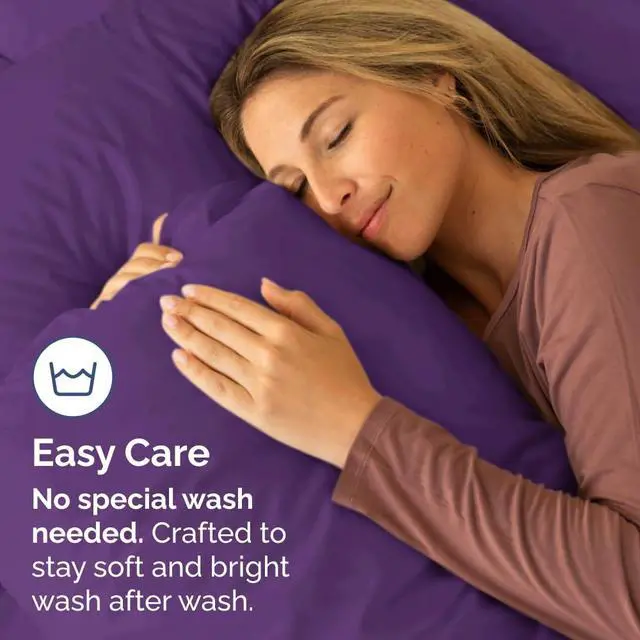 Alt view image 5 of 7 - King Pillow Cases Set of 4 - Ultra Soft Hotel Quality Pillowcase Covers - Comfy, Cozy & Wrinkle Free - Shrinkage, Stain and Fade Resistant - Machine Washable Pillow Protectors - 4 Piece Set - Purple
