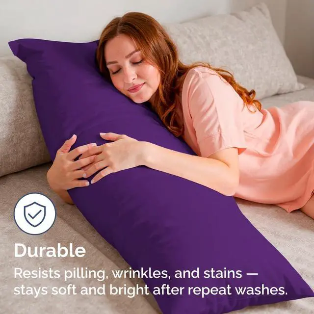 Alt view image 4 of 7 - Body Pillowcases Set of 4-20x54 Long Body Pillow Case - Soft Body Pillow Cover for Sleeping & Side Sleepers - Comfy, Cozy Breathable & Fade Free - Machine Washable w/Envelope Enclosure - (Purple)