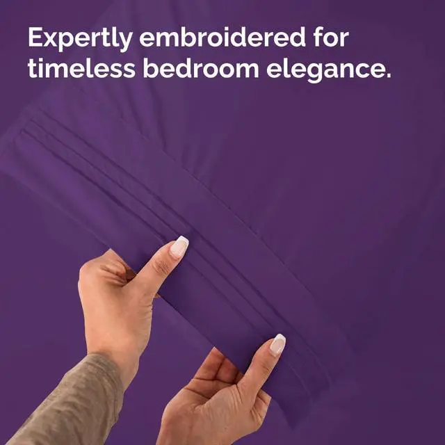 Alt view image 6 of 7 - King Pillow Cases Set of 4 - Ultra Soft Hotel Quality Pillowcase Covers - Comfy, Cozy & Wrinkle Free - Shrinkage, Stain and Fade Resistant - Machine Washable Pillow Protectors - 4 Piece Set - Purple