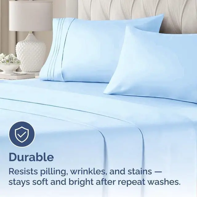 Alt view image 4 of 7 - King Standard Pillow Cases Set of 4 - Soft Hotel Quality Pillowcase Covers - Comfy Bedding for Women, Men, Kids & Teens - Machine Washable Pillow Protectors - 4 Piece Set - King Standard Light Blue