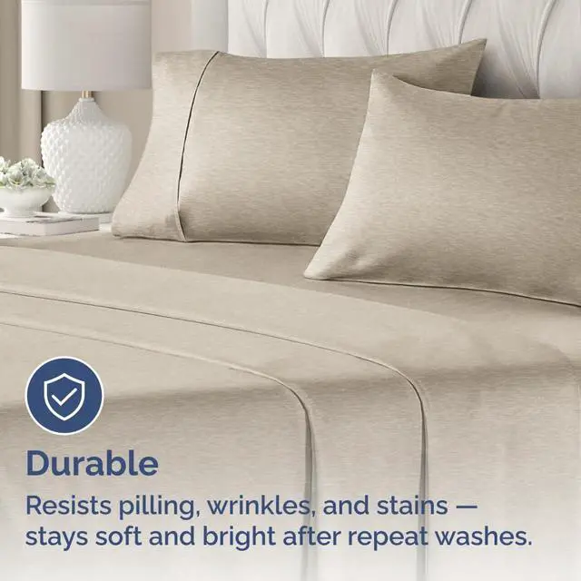 Alt view image 4 of 7 - Queen Pillow Cases Set of 4 - Ultra Soft Hotel Quality Pillowcase Covers - Comfy, Cozy & Wrinkle Free - Shrinkage & Fade Resistant - Machine Washable Pillow Protectors - 4 Piece Set - Heathered Beige