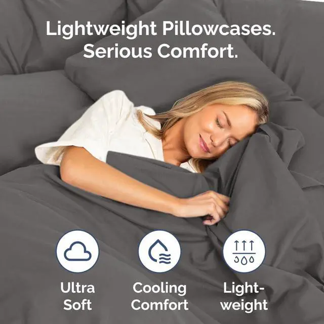 Alt view image 3 of 7 - King Pillow Cases Set of 2 - Ultra Soft Hotel Quality Pillowcase Covers - Comfy, Cozy & Wrinkle Free - Shrinkage, Stain and Fade Resistant - Machine Washable Pillow Protectors - 2 Piece Set - Charcoal