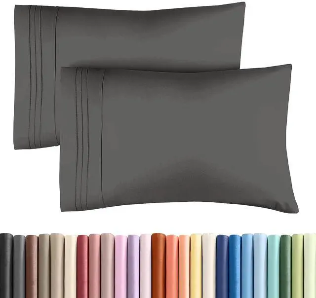 Main image of King Pillow Cases Set of 2 - Ultra Soft Hotel Quality Pillowcase Covers - Comfy, Cozy & Wrinkle Free - Shrinkage, Stain and Fade Resistant - Machine Washable Pillow Protectors - 2 Piece Set - Charcoal
