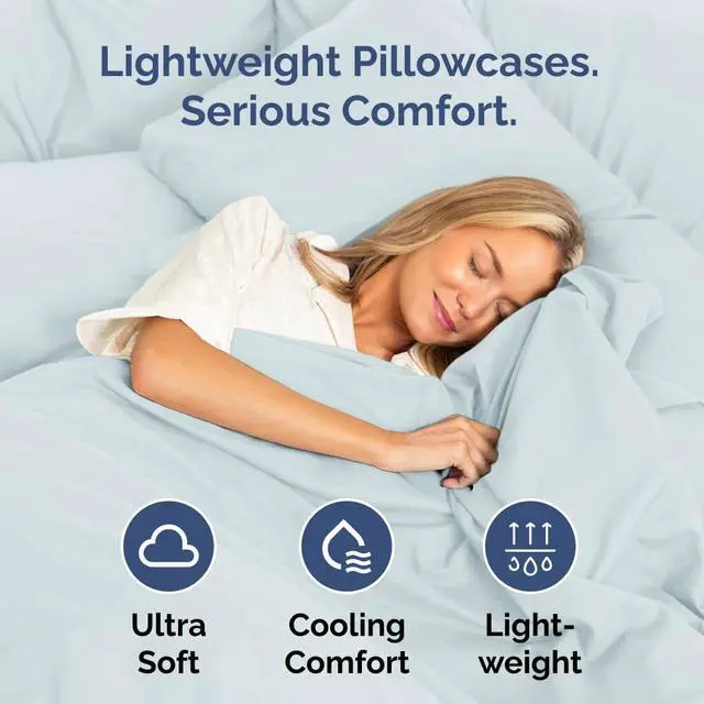 Alt view image 3 of 7 - Standard Pillow Cases Set of 4 - Ultra Soft Hotel Quality Pillowcase Covers - Comfy Bedding for Women, Men, Kids & Teens - Machine Washable Pillow Protectors - 4 Piece Set - Standard Size Sky Blue