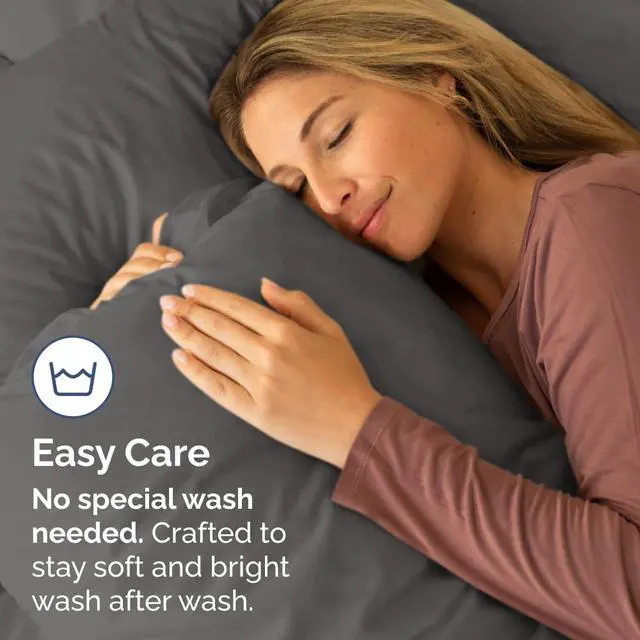 Alt view image 5 of 7 - King Pillow Cases Set of 2 - Ultra Soft Hotel Quality Pillowcase Covers - Comfy, Cozy & Wrinkle Free - Shrinkage, Stain and Fade Resistant - Machine Washable Pillow Protectors - 2 Piece Set - Charcoal