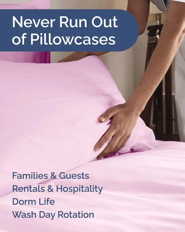 Alt view image 5 of 7 - King Pillow Cases Set of 8 - Ultra Soft Hotel Quality Pillowcase Covers - Comfy & Wrinkle Free - Shrink, Stain and Fade Resistant - Soft, Machine Washable Pillow Protectors - 8 Piece Set - Light Pink