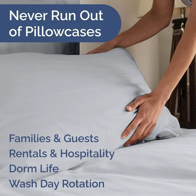 Alt view image 5 of 7 - Queen Pillow Cases Set of 8 - Ultra Soft Hotel Quality Pillowcase Covers - Comfy, Cozy & Wrinkle Free - Shrink, Stain & Fade Resistant - Machine Washable Pillow Protectors - 8 Piece Set - Steel Blue