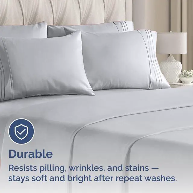 Alt view image 4 of 7 - Queen Pillow Cases Set of 8 - Ultra Soft Hotel Quality Pillowcase Covers - Comfy, Cozy & Wrinkle Free - Shrink, Stain & Fade Resistant - Machine Washable Pillow Protectors - 8 Piece Set - Steel Blue