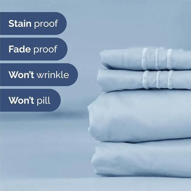Alt view image 5 of 7 - Split King Size 5 Piece Sheet Set - Comfy Breathable & Cooling Sheets - Hotel Luxury Bed Sheets for Women & Men - Deep Pockets, Easy-Fit, Soft & Wrinkle Free Sheets - Sky Blue Oeko-Tex Bed Sheet Set