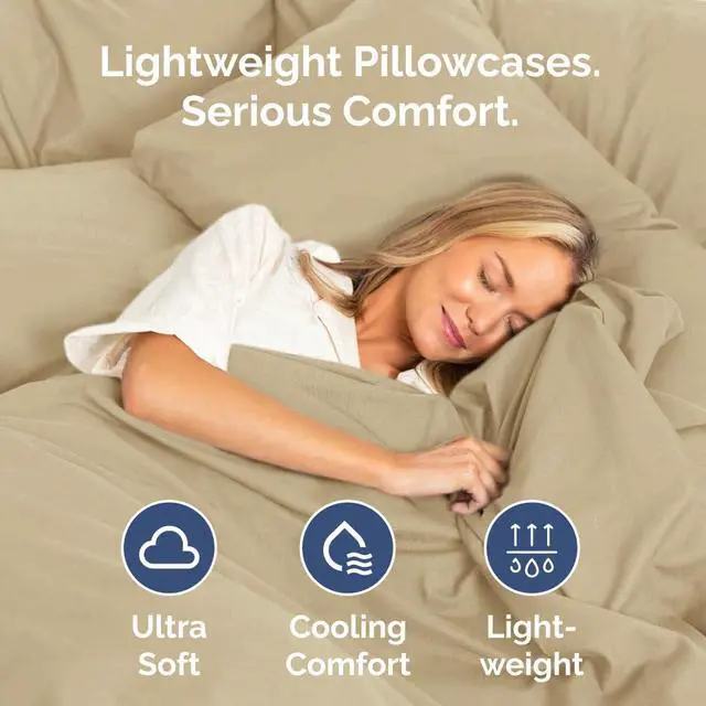 Alt view image 3 of 7 - King Pillow Cases Set of 4 - Ultra Soft Hotel Quality Pillowcase Covers - Comfy, Cozy & Wrinkle Free - Shrinkage, Stain and Fade Resistant - Machine Washable Pillow Protectors - 4 Piece Set - Beige