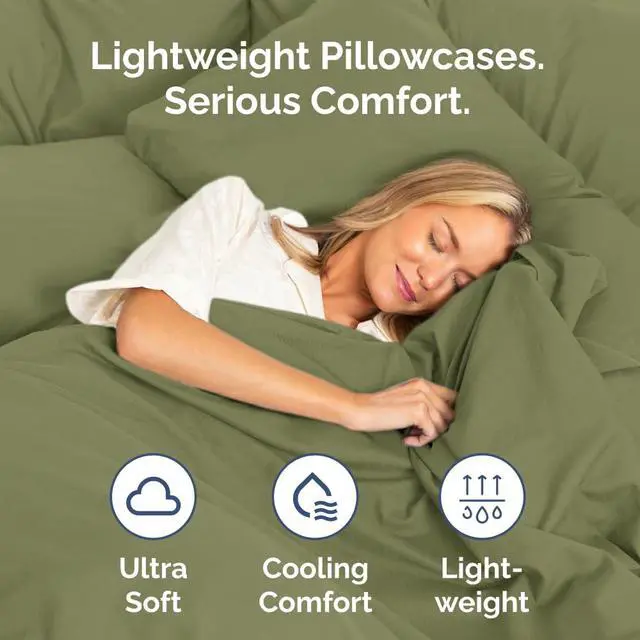 Alt view image 3 of 7 - Standard Pillow Cases Set of 2 - Soft Hotel Quality Pillowcase Covers - Comfy & Wrinkle Free - Stain and Fade Resistant - Machine Washable Pillow Protectors - 2 Piece Set - Standard Size Sage Green