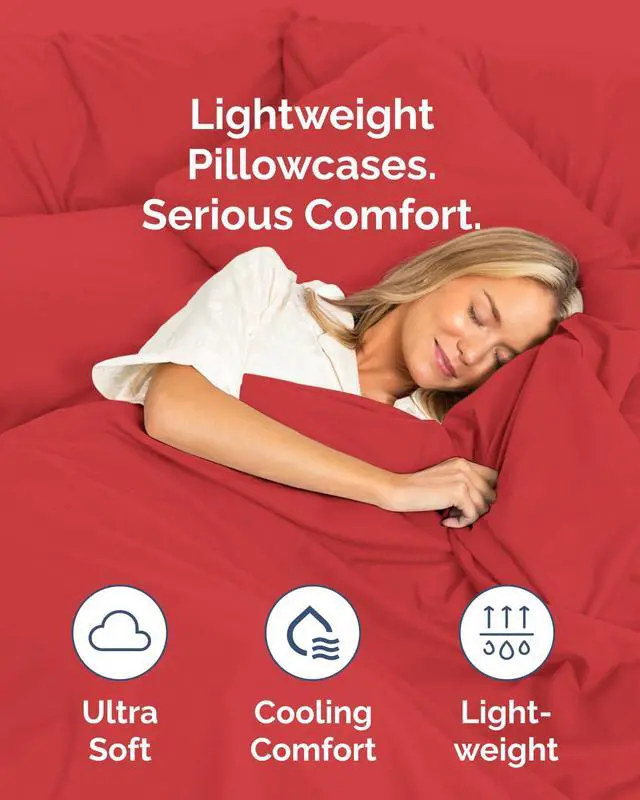 Alt view image 3 of 7 - Queen Pillow Cases Set of 10 - Ultra Soft Hotel Quality Pillowcase Covers - Cozy & Wrinkle Free - Shrink, Stain and Fade Resistant - Easy-Care, Machine Washable Pillow Protectors - 10 Piece Set - Red