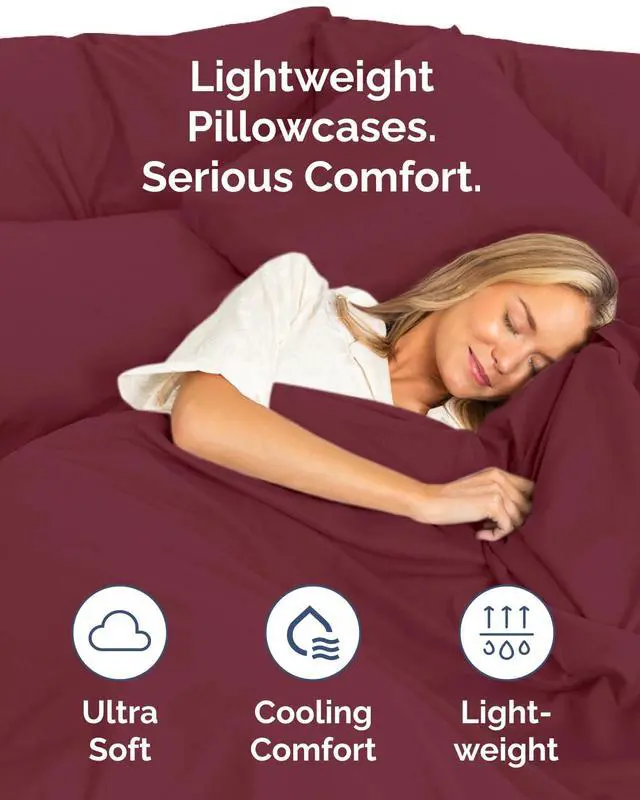 Alt view image 3 of 7 - King Standard Pillow Cases Set of 8 - Ultra Soft Hotel Quality Pillowcase Covers - Cozy & Wrinkle Free - Shrink, Stain and Fade Resistant - Machine Washable Pillow Protectors - 8 Piece Set - Burgundy