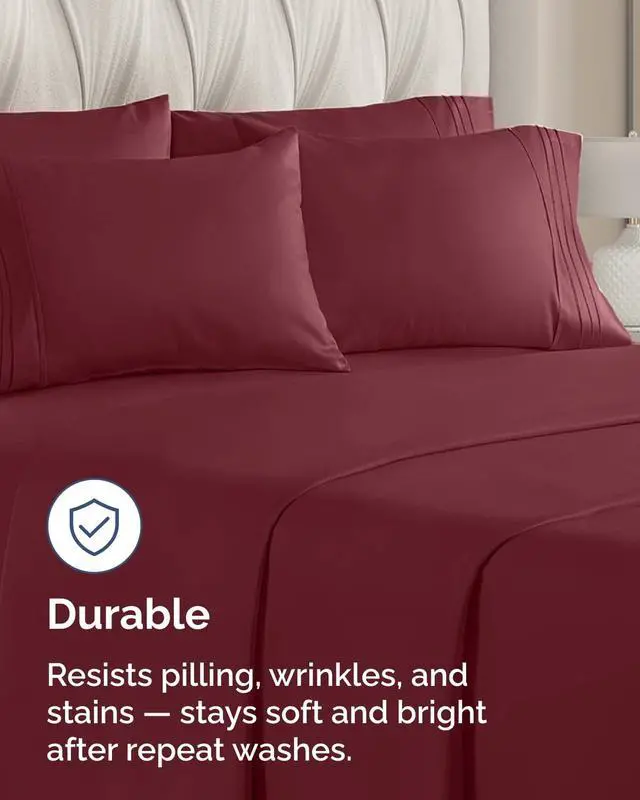 Alt view image 4 of 7 - King Standard Pillow Cases Set of 8 - Ultra Soft Hotel Quality Pillowcase Covers - Cozy & Wrinkle Free - Shrink, Stain and Fade Resistant - Machine Washable Pillow Protectors - 8 Piece Set - Burgundy