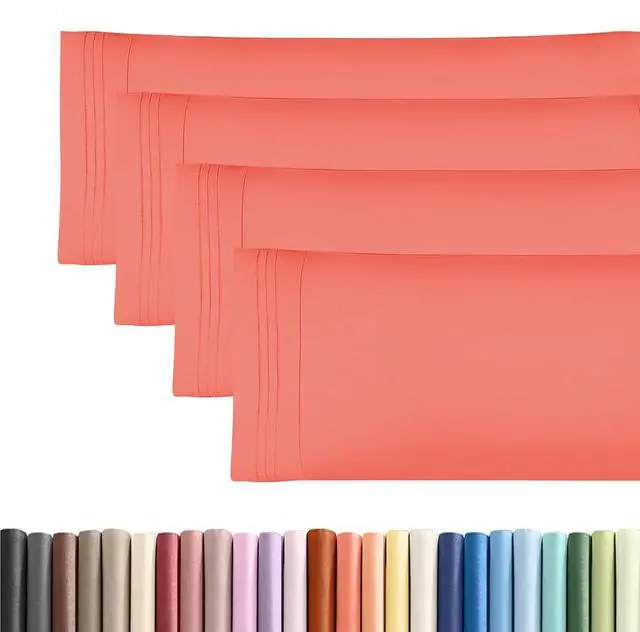 Main image of Body Pillowcases Set of 4-20x54 Long Body Pillow Case - Soft Body Pillow Cover for Sleeping & Side Sleepers - Comfy, Cozy Breathable & Fade Free - Machine Washable w/Envelope Enclosure - (Coral)