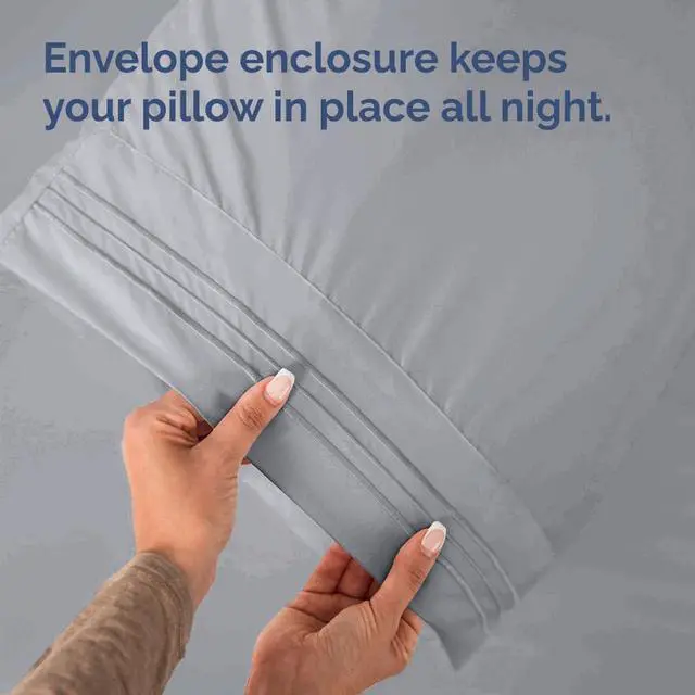 Alt view image 7 of 7 - Queen Pillow Cases Set of 8 - Ultra Soft Hotel Quality Pillowcase Covers - Comfy, Cozy & Wrinkle Free - Shrink, Stain & Fade Resistant - Machine Washable Pillow Protectors - 8 Piece Set - Steel Blue