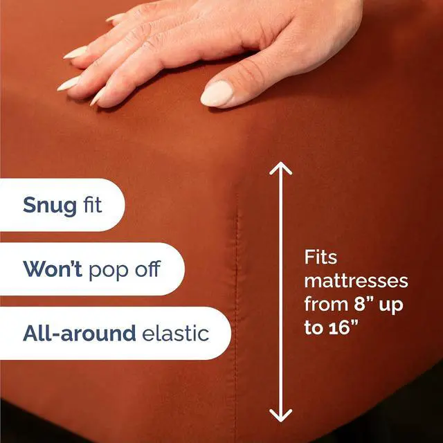 Alt view image 3 of 7 - Queen Size 4 Piece Sheet Set - Comfy Breathable & Cooling Sheets - Hotel Luxury Bed Sheets for Women & Men - Deep Pockets, Easy-Fit, Soft and Wrinkle Free Sheets - Terracotta Oeko-Tex Bed Sheet Set