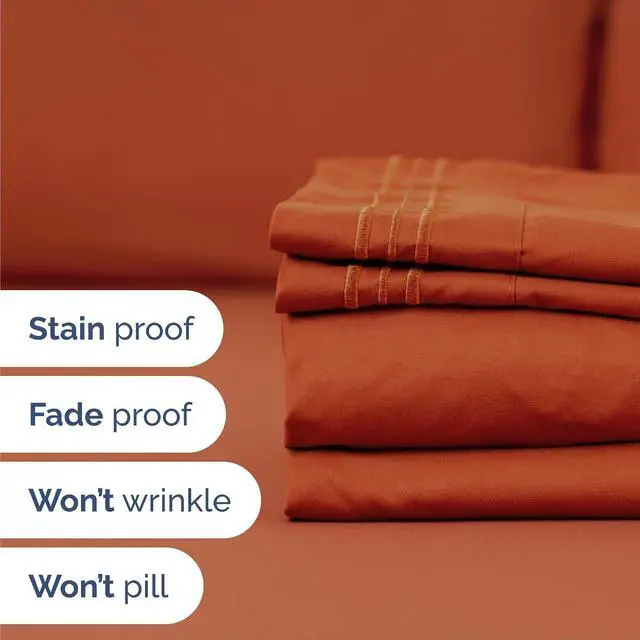 Alt view image 5 of 7 - Queen Size 4 Piece Sheet Set - Comfy Breathable & Cooling Sheets - Hotel Luxury Bed Sheets for Women & Men - Deep Pockets, Easy-Fit, Soft and Wrinkle Free Sheets - Terracotta Oeko-Tex Bed Sheet Set