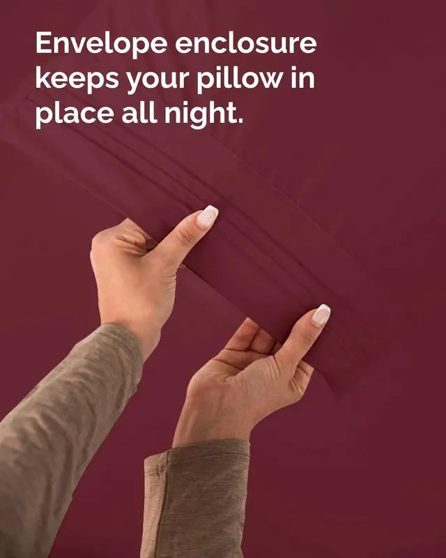 Alt view image 7 of 7 - King Standard Pillow Cases Set of 8 - Ultra Soft Hotel Quality Pillowcase Covers - Cozy & Wrinkle Free - Shrink, Stain and Fade Resistant - Machine Washable Pillow Protectors - 8 Piece Set - Burgundy