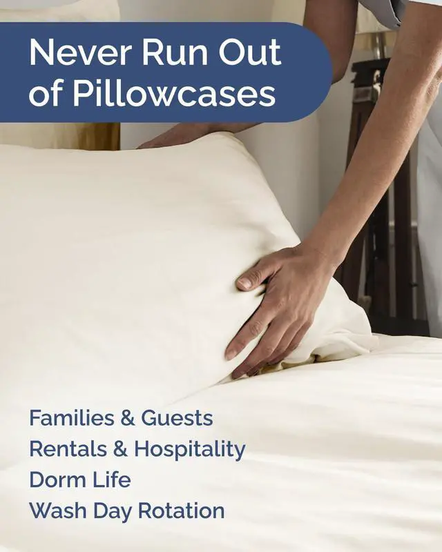 Alt view image 5 of 7 - King Standard Pillow Cases Set of 8 - Ultra Soft Hotel Quality Pillowcase Covers - Comfy & Wrinkle Free - Wrinkle & Fade Resistant - Soft, Machine Washable Pillow Protectors - 8 Piece Set - Off White