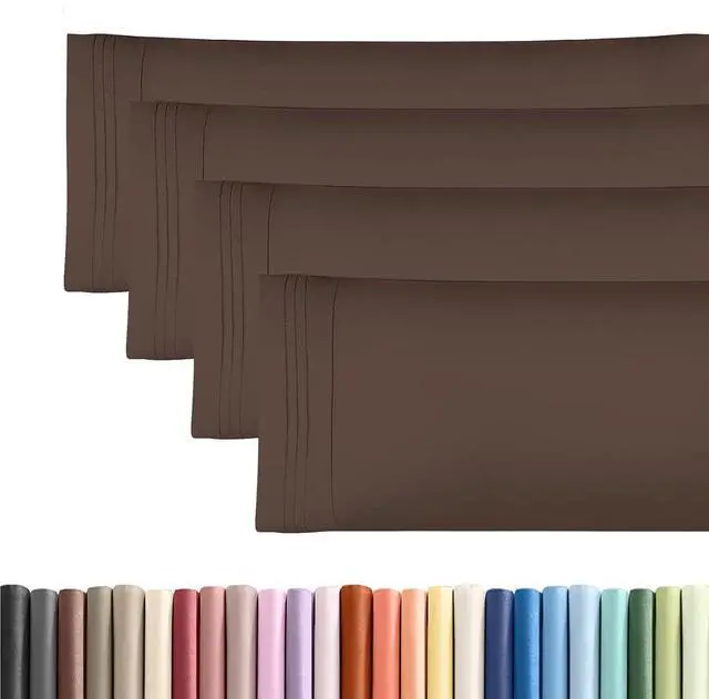 Main image of Body Pillowcases Set of 4-20x54 Long Body Pillow Case - Soft Body Pillow Cover for Sleeping & Side Sleepers - Comfy, Cozy Breathable & Fade Free - Machine Washable w/Envelope Enclosure - (Brown)