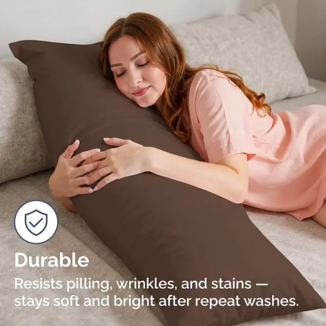 Alt view image 4 of 7 - Body Pillowcases Set of 4-20x54 Long Body Pillow Case - Soft Body Pillow Cover for Sleeping & Side Sleepers - Comfy, Cozy Breathable & Fade Free - Machine Washable w/Envelope Enclosure - (Brown)