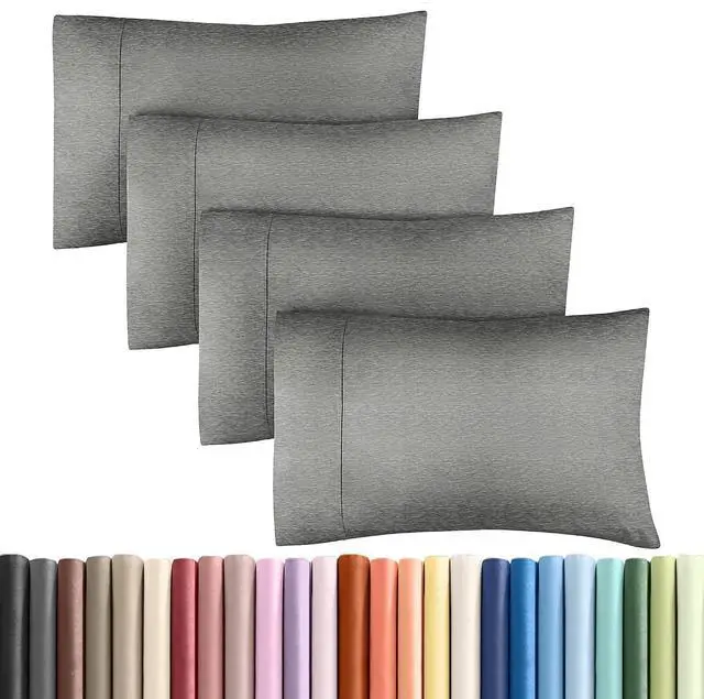 Main image of Queen Pillow Cases Set of 4 - Ultra Soft Hotel Quality Pillowcase Covers - Comfy, Cozy & Wrinkle Free - Shrinkage and Fade Resistant - Machine Washable Pillow Protectors - 4 Piece Set - Heathered Grey